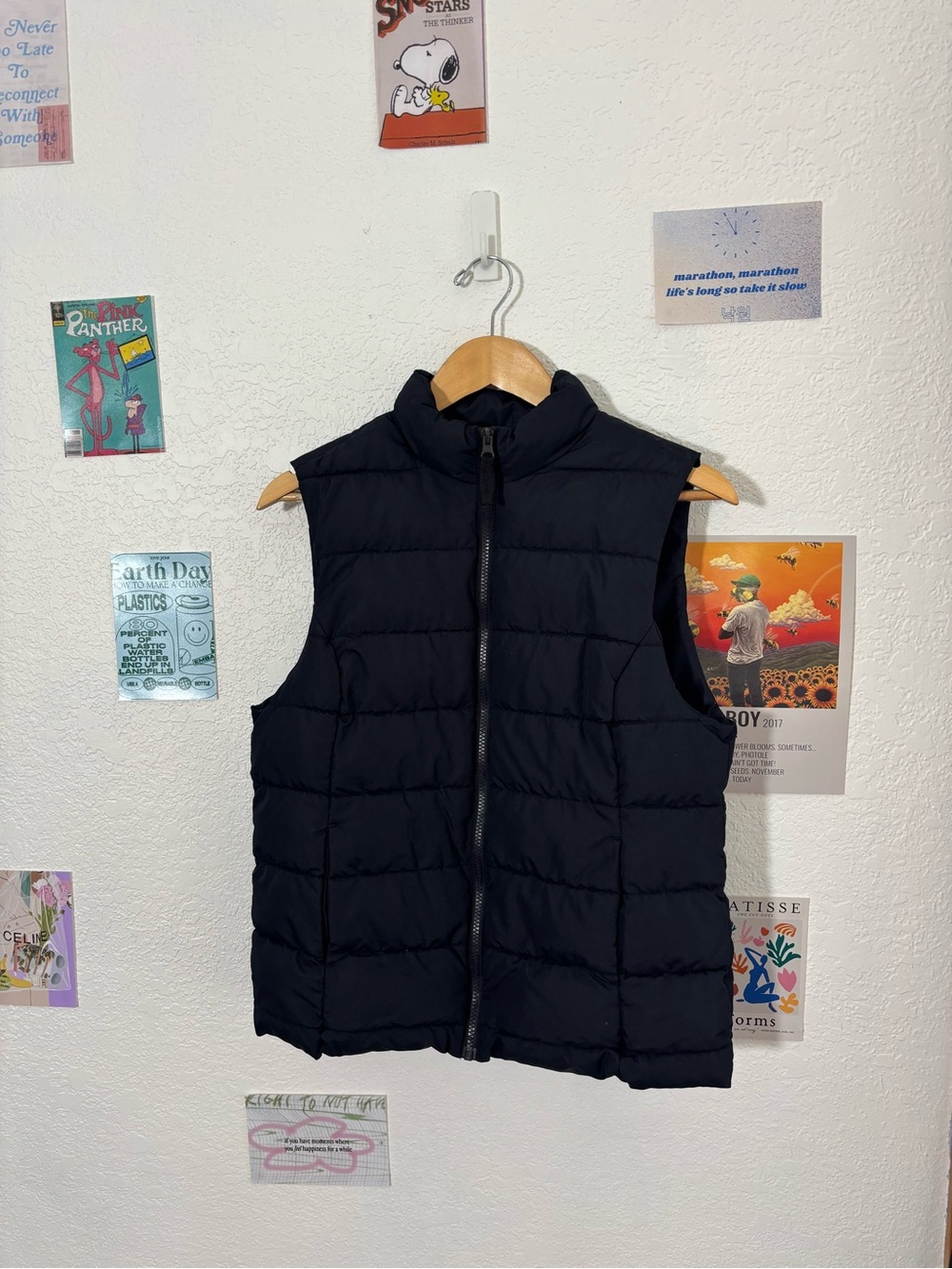 dip Black Puffer Vest with Green Label